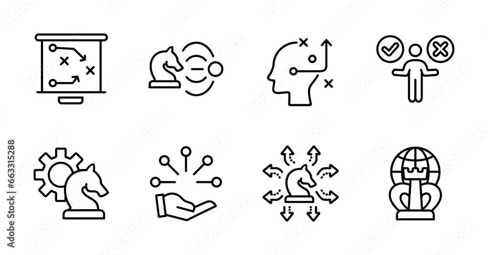 Leinwandbilder strategy action planning business leadership decision outline icon set marketing management option s