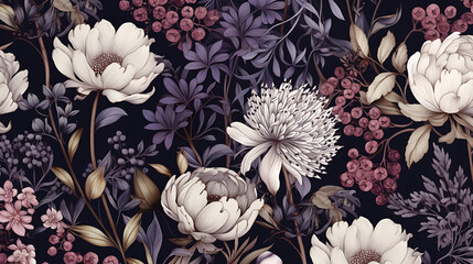 Craft an intricate floral pattern texture with delicate blooms and foliage, suitable for adding a touch of nature and femininity to textile designs, wallpapers, and stationery