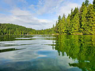 Fototapeta premium Tranquil Canadian Lake: Water's Edge Serenity