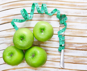 diet concept measuring tape and products for food