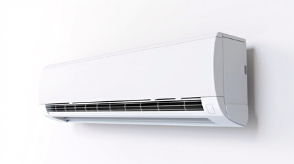 A white air conditioner mounted on a wall