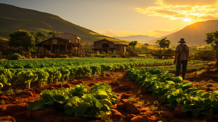 Sustainable Farming and Organic Agriculture A Beautiful View of a Farm at Sunrise 