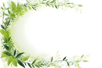 Naklejka premium a white background with green leaves and branches. Abstract Lime color foliage background with negative space for copy.