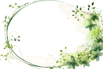 Obraz premium a circular frame with green leaves and vines. Abstract Lime color foliage background with negative space for copy.