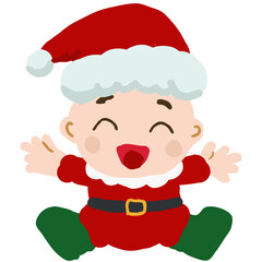 
smiling baby in santa costume