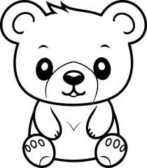 Coloring book, illustration of Bear, kawaii style, line drawing, Bear