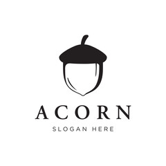 Acorn logo template design with branching vintage oak leaves.Logo for forest, business, vector.