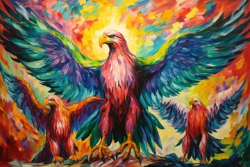 Obraz premium Loyal griffins, majestic creatures with the body of a lion and the wings of an eagle - Generative AI