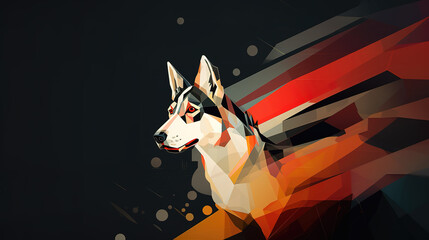 sport actif dog illustration, modern abstract logo