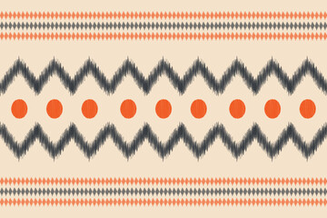 Ethnic Ikat fabric pattern geometric style.African Ikat embroidery Ethnic oriental pattern brown cream background. Abstract,vector,illustration.Texture,clothing,frame,decoration,carpet,motif.