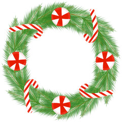 christmas, wreath, decoration, frame, holiday, tree, xmas, winter, border, branch, holly, pine, celebration, vector, fir, illustration, green, garland, season, ball, design, ornament, card, ribbon, bo