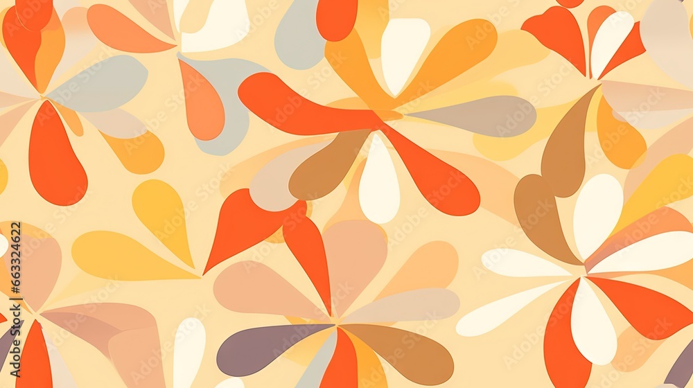 Poster a colorful flower pattern on a yellow background with a white background. generative ai
