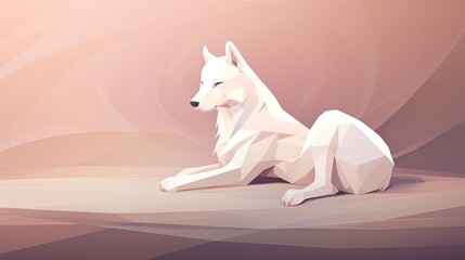  a white dog sitting on the ground with a pink background.  generative ai