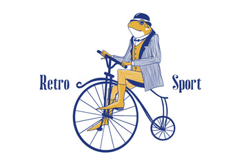 Hipster frog animal vector art illustration, frog gentleman, stylishly dressed, toad gentleman, humanized frog wearing, gentlemen club, retro frog