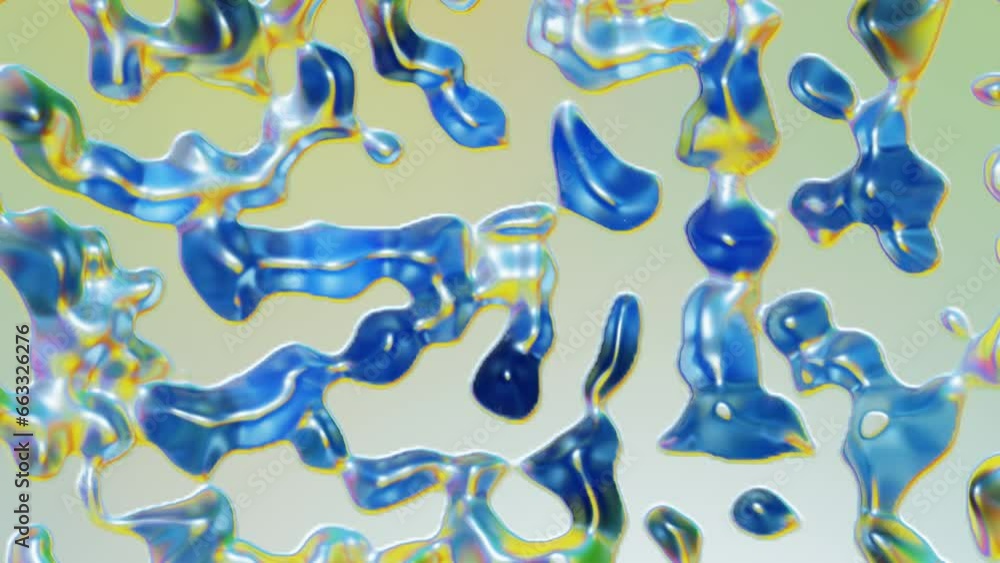 Aufkleber the iridescent glossy surface is deformed by waves. looping animated background. 3d render