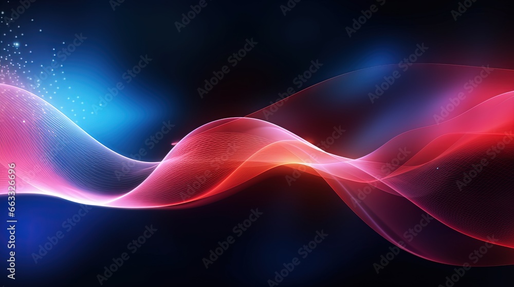 Poster a colorful wave of light on a dark background with stars. generative ai