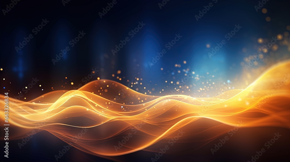 Aufkleber an abstract background with a wave of orange and yellow lights. generative ai