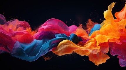  a multicolored stream of smoke on a black background.  generative ai