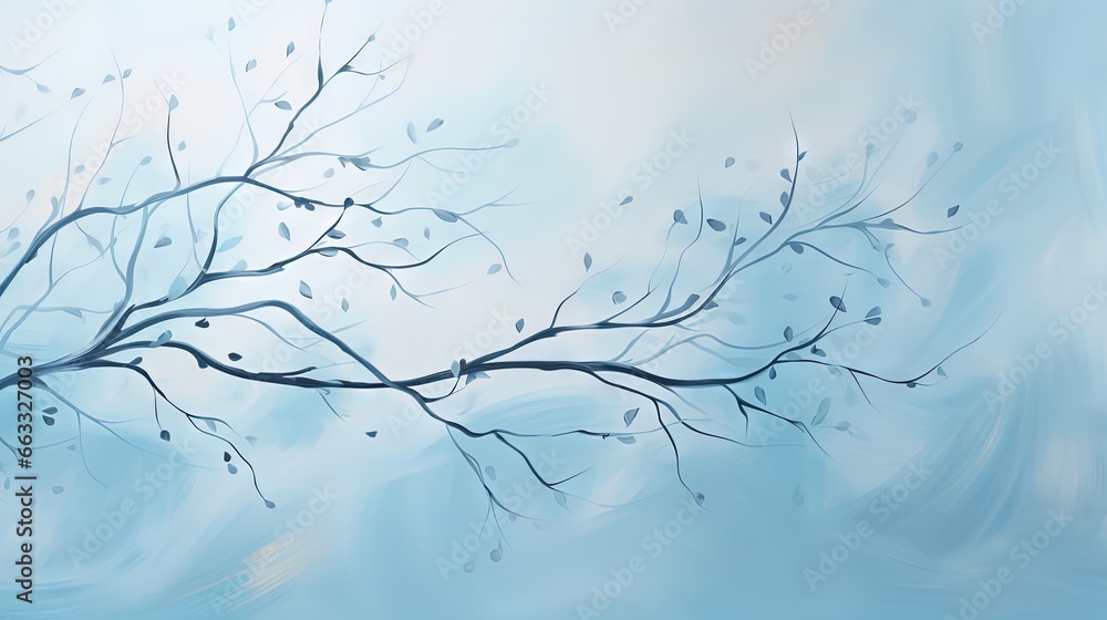 Poster a painting of a tree branch with no leaves on it. generative ai