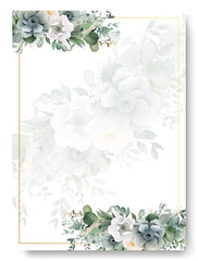 Romantic hand drawn white jasmine floral wedding invitation card set.