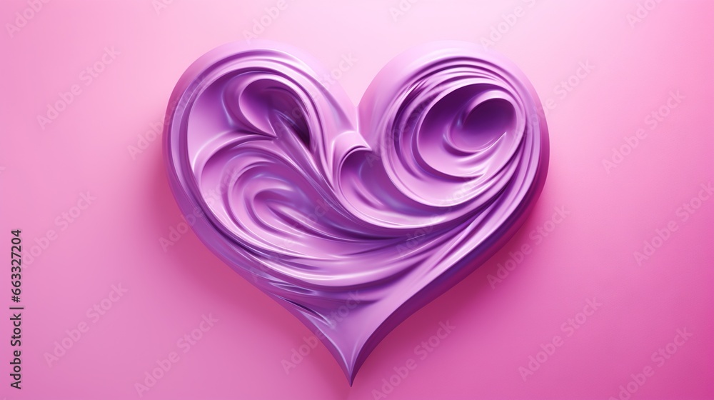 Poster a heart shaped object on a pink background with swirls. generative ai
