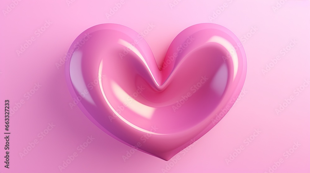 Aufkleber a pink heart shaped object on a pink background with a shadow. generative ai
