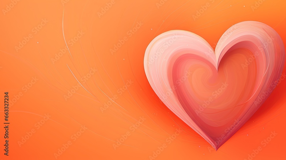 Poster a heart shaped object on an orange background with a blurry effect. generative ai