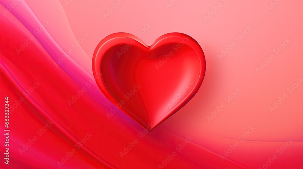 Poster a red heart on a pink background with a red swirl. generative ai