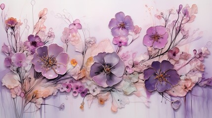  a group of flowers that are sitting on a wall together.  generative ai