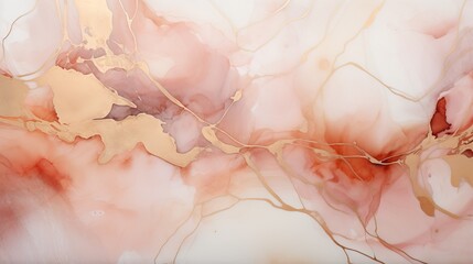  a painting of pink and gold on a white background with a black border.  generative ai