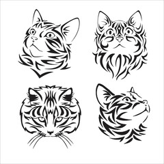 set of tribal cat heads