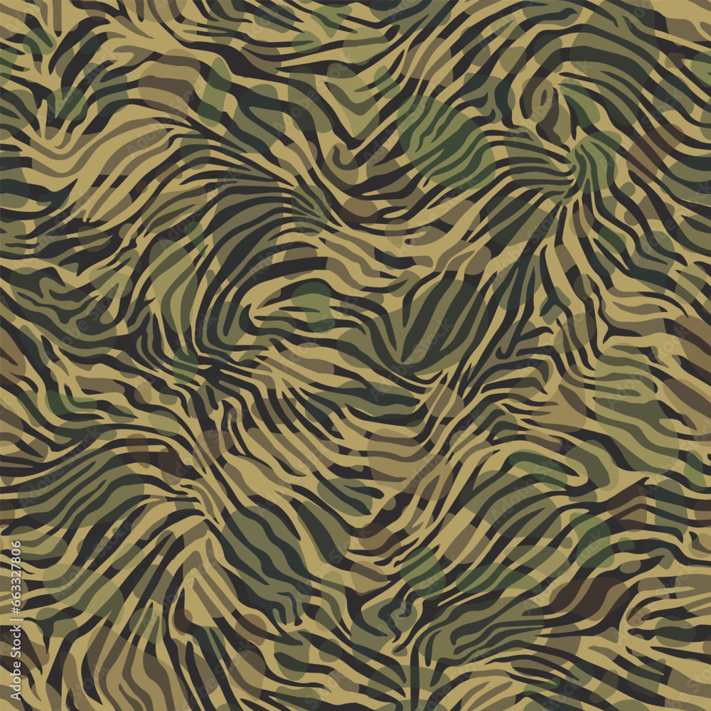 Wall mural camouflage texture for army clothing. zebra stylish safari camo background.