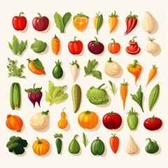 Vegetable icons set. Cartoon illustration of vegetable vector icons for web design