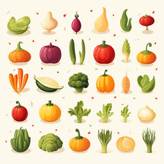 Vegetable icons set. Cartoon illustration of vegetable vector icons for web design
