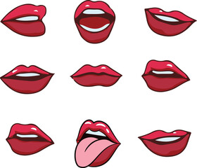  lips emotions set