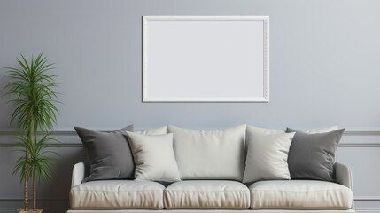 A Beautiful Canvas Frame 3D Mockup in Modern Living Room
