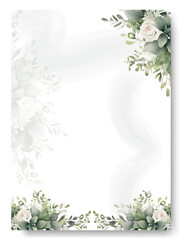 Watercolor floral illustration set - green eucalyptus leaf frame collection.