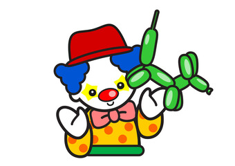 バルーンアートで犬を作るピエロ