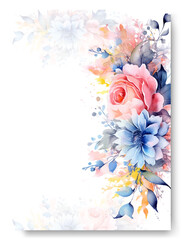 Elegant watercolor blue dahlia floral wedding invitation card set