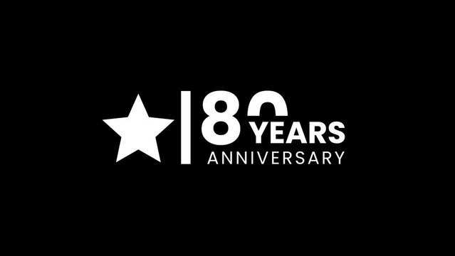 80 years anniversary motion graphic 4K footage with star. .4K motion animation.