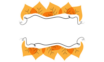 Autumn leaves color pattern. Decorative line orange, yellow, red seasonal horizontal border, nature isolated background. vector illustration