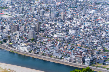 Fototapeta na wymiar 上空から見た日本の市街地の風景（岐阜県）