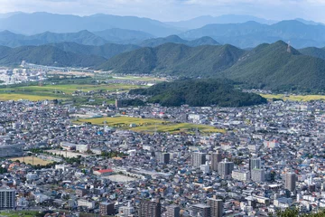 Rolgordijnen 上空から見た日本の市街地の風景（岐阜県） © Nostalgico