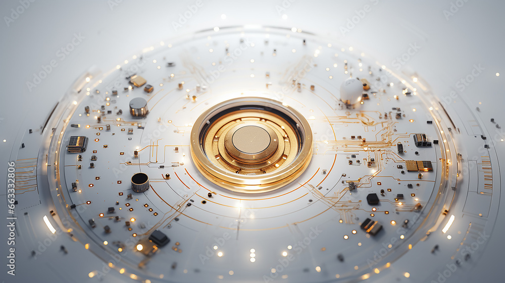 Aufkleber white computer chip light fluorescent button isolated on the background computer graphics website design