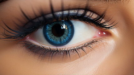 Obraz premium eye close-up, computer vision enhancement concept view observation