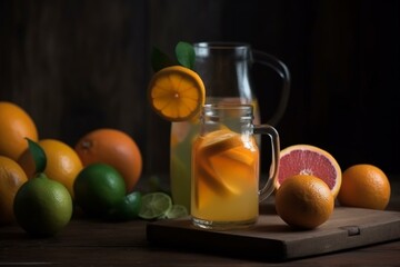 Juicy citrus and refreshing drink. Generative AI