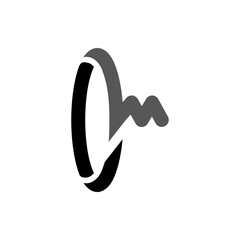 The monogram is the letter O and M. Elegant and outline.