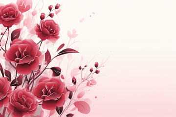 Grunge floral background with red roses and watercolor splashes