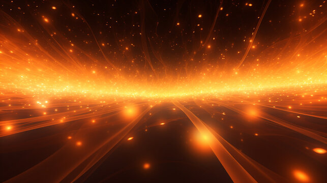 Desktop wallpaper. Moving orange light bokeh background. Bokeh background in random order.