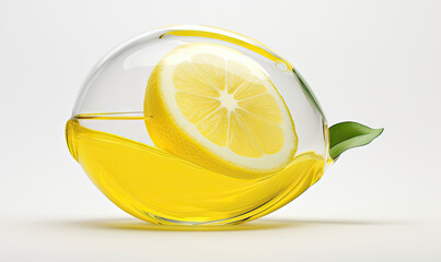 Lemon with a glass wave effect stands out. - obrazy, fototapety, plakaty